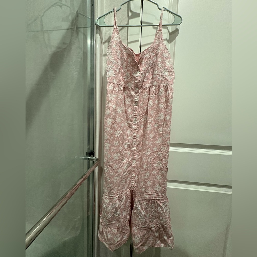 Y2K Pink Floral Spaghetti Strap Dress